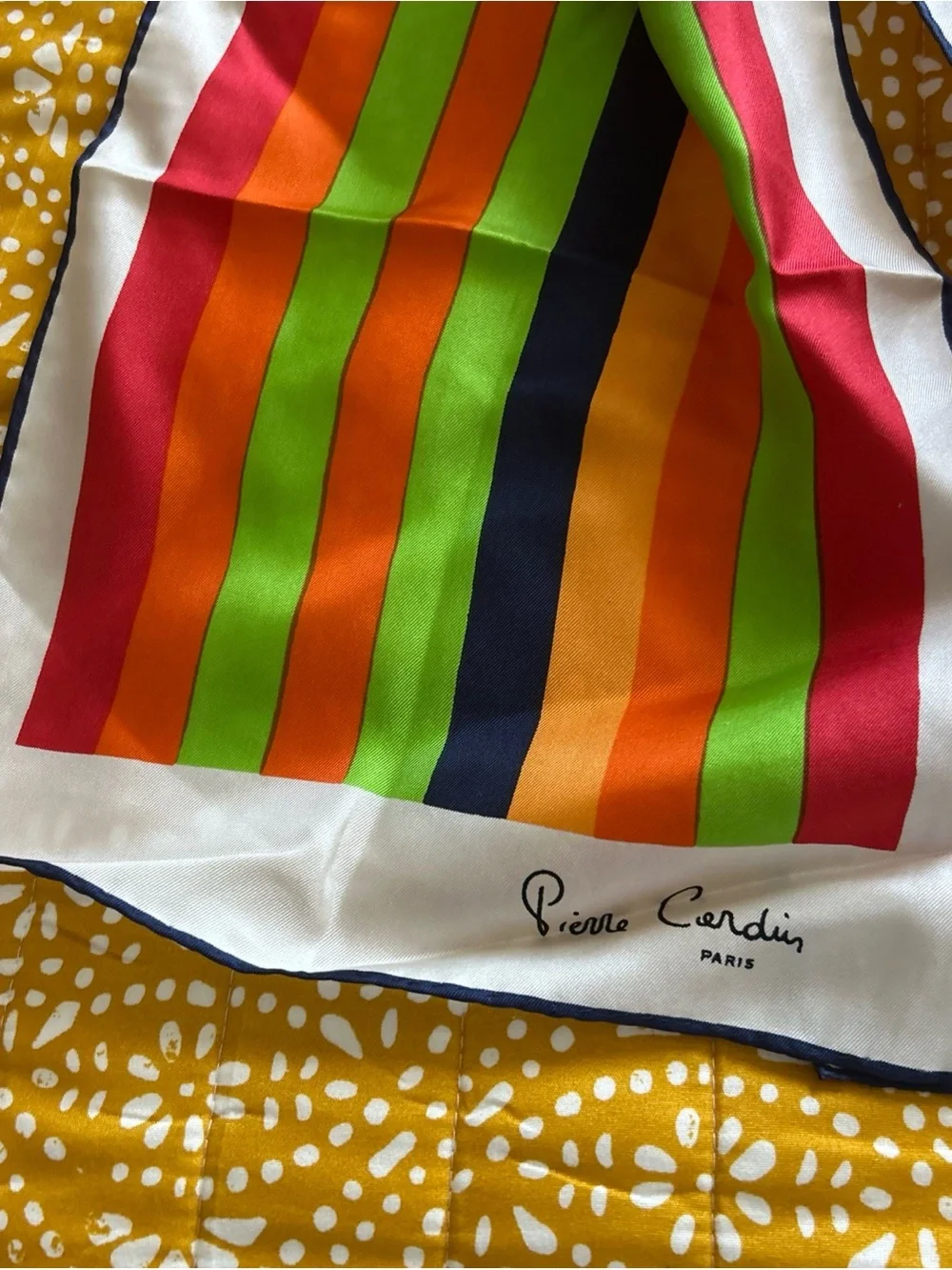 Pierre Cardin Bright Multicolor Vertical Stripe Silk Scarf Vintage